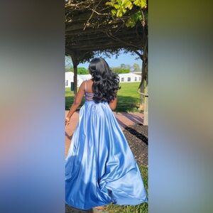Satin Blue Prom Dress